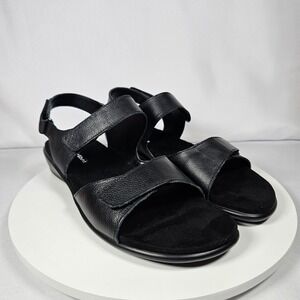 Easy Spirit Hartwell Black Leather Adjustable Strap Comfort Sandals‎ Women's 9.5